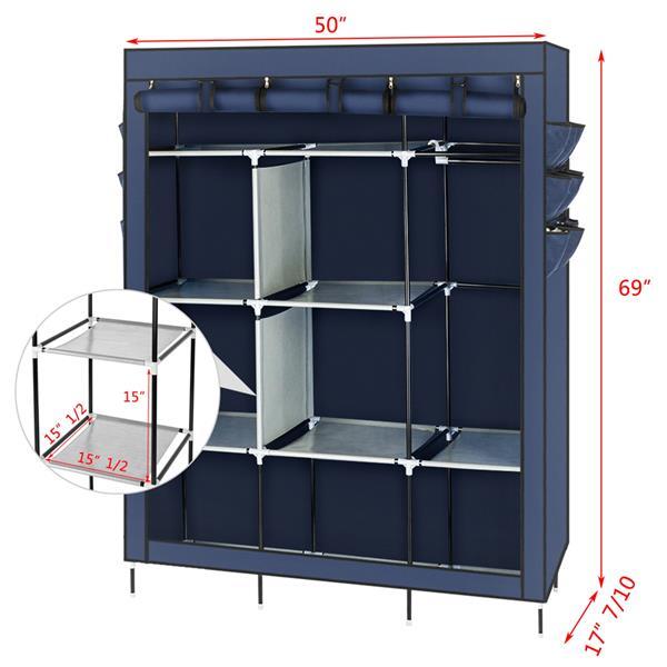 High Foot Canvas Free Side Fabric Wardrobe In Dark Blue