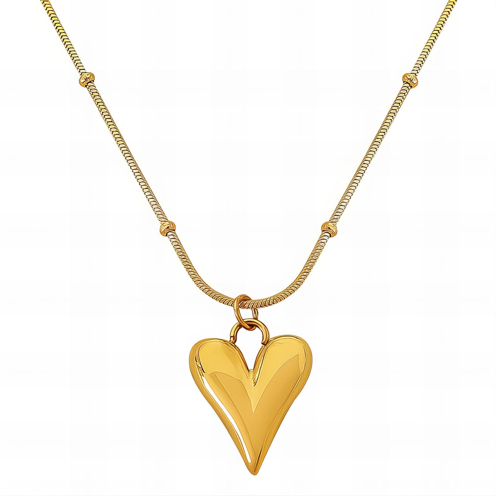 Hearts Necklace, 18K Gold Plated Steel