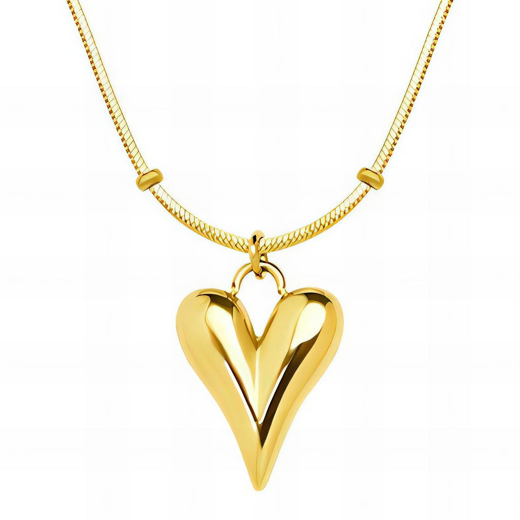 Hearts Necklace, 18K Gold Plated Steel
