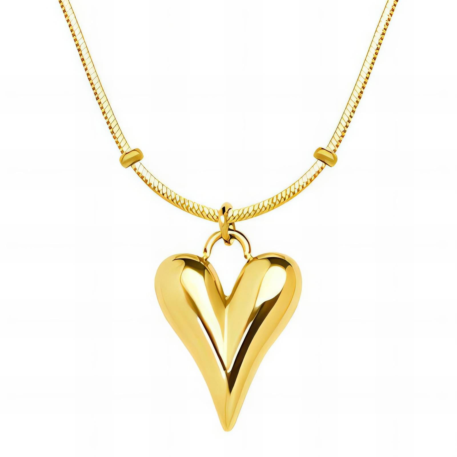 Hearts Necklace, 18K Gold Plated Steel
