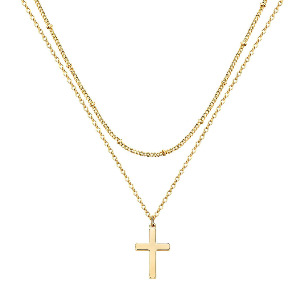 Crosses Necklace, 18K Gold Plated Steel