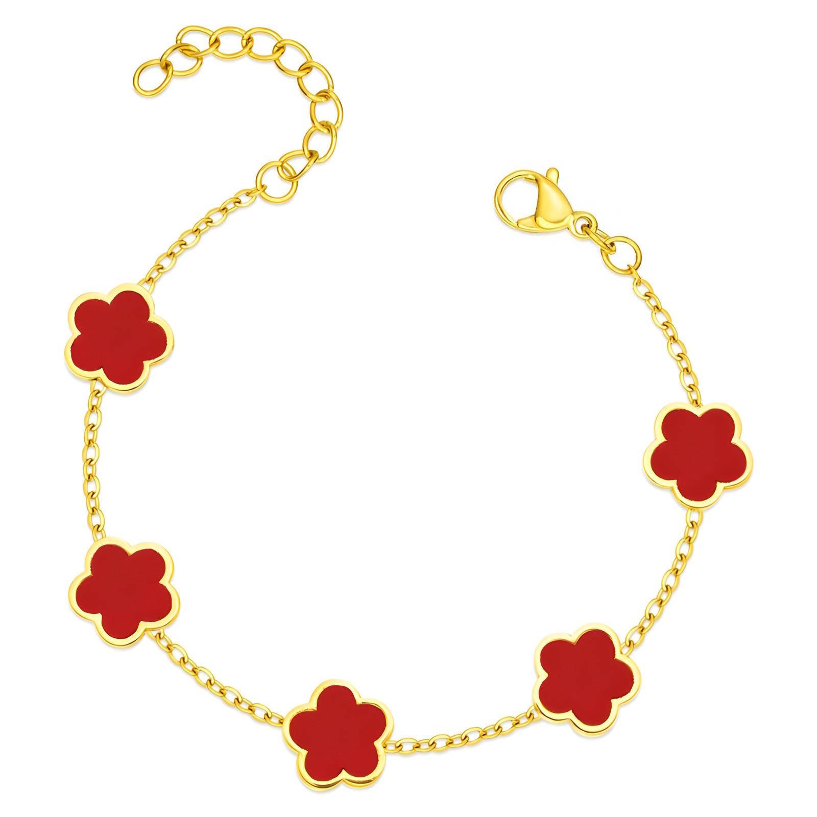 Flower Meadow Bracelet, 18K Gold Plated Steel