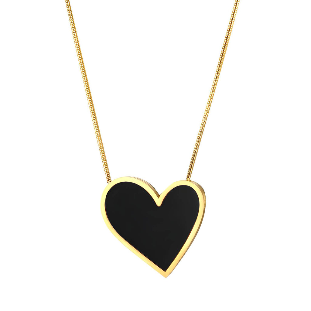 Heart Necklace, 18K Gold Plated Steel