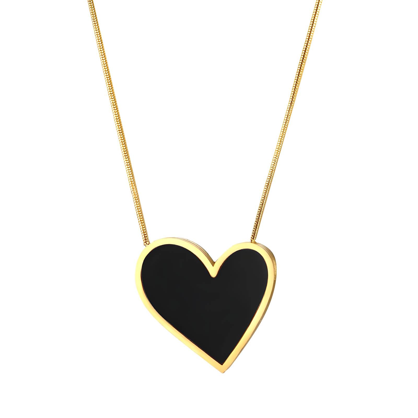 Heart Necklace, 18K Gold Plated Steel