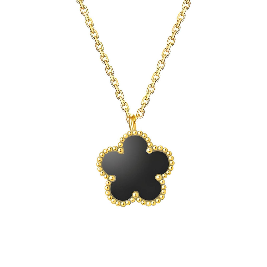 Flower Necklace, 18K Gold Plated Steel