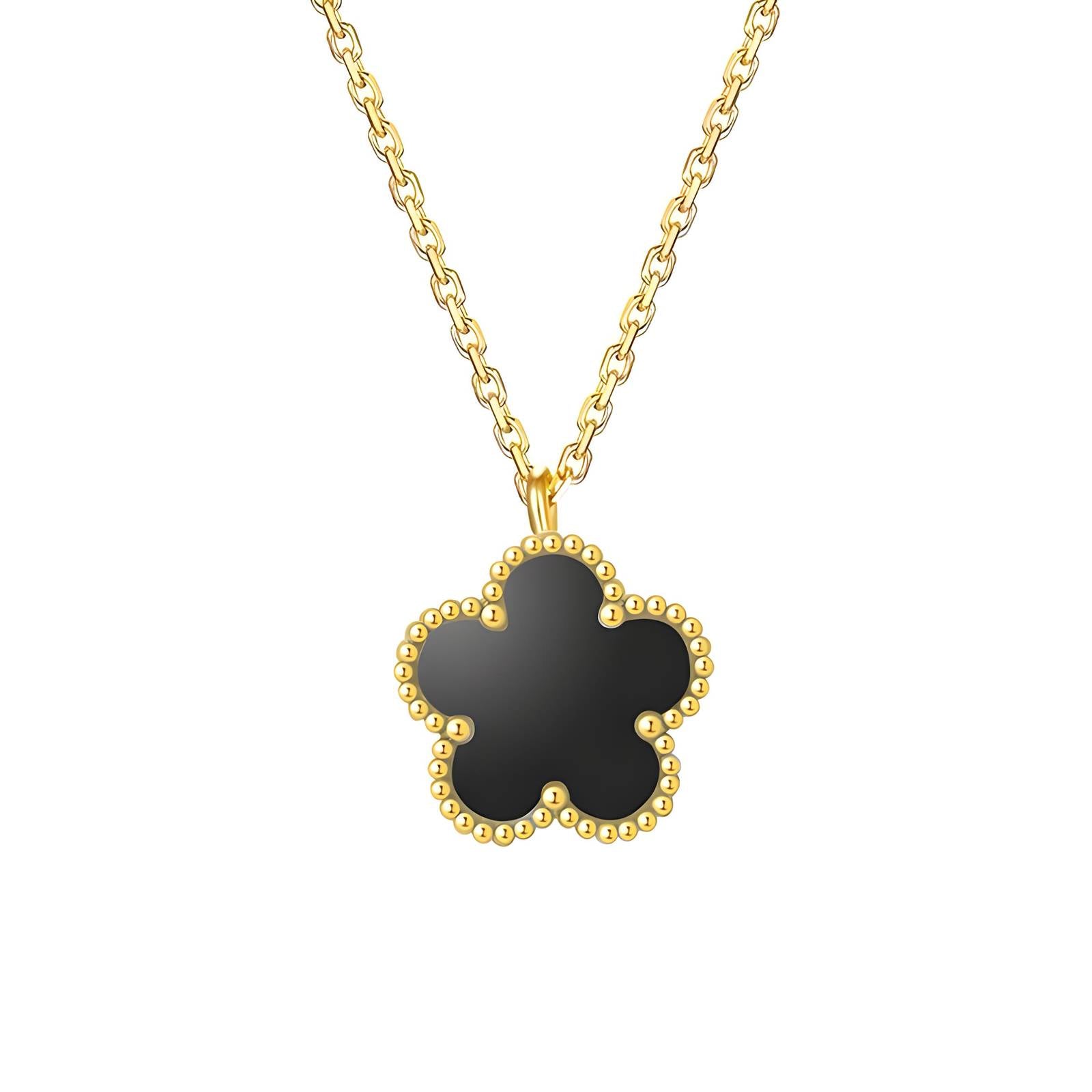 Flower Necklace, 18K Gold Plated Steel