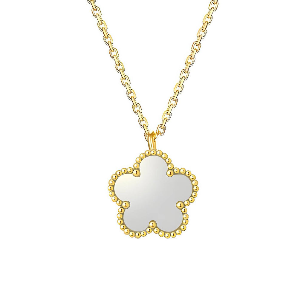 Flower Necklace, 18K Gold Plated Steel