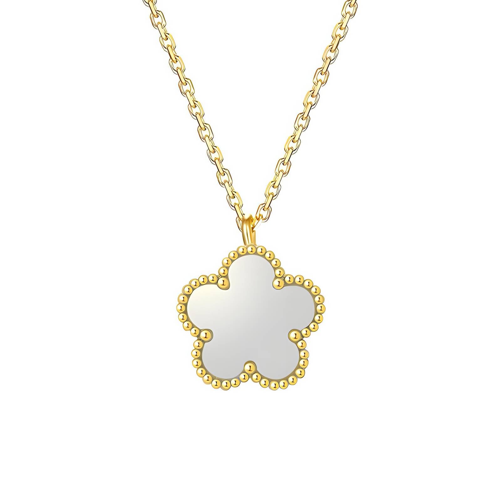 Flower Necklace, 18K Gold Plated Steel
