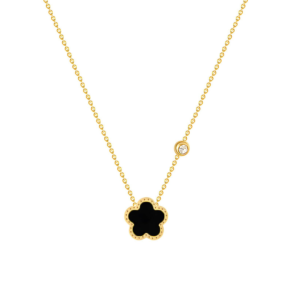 Flower Necklace, 18K Gold Plated Steel