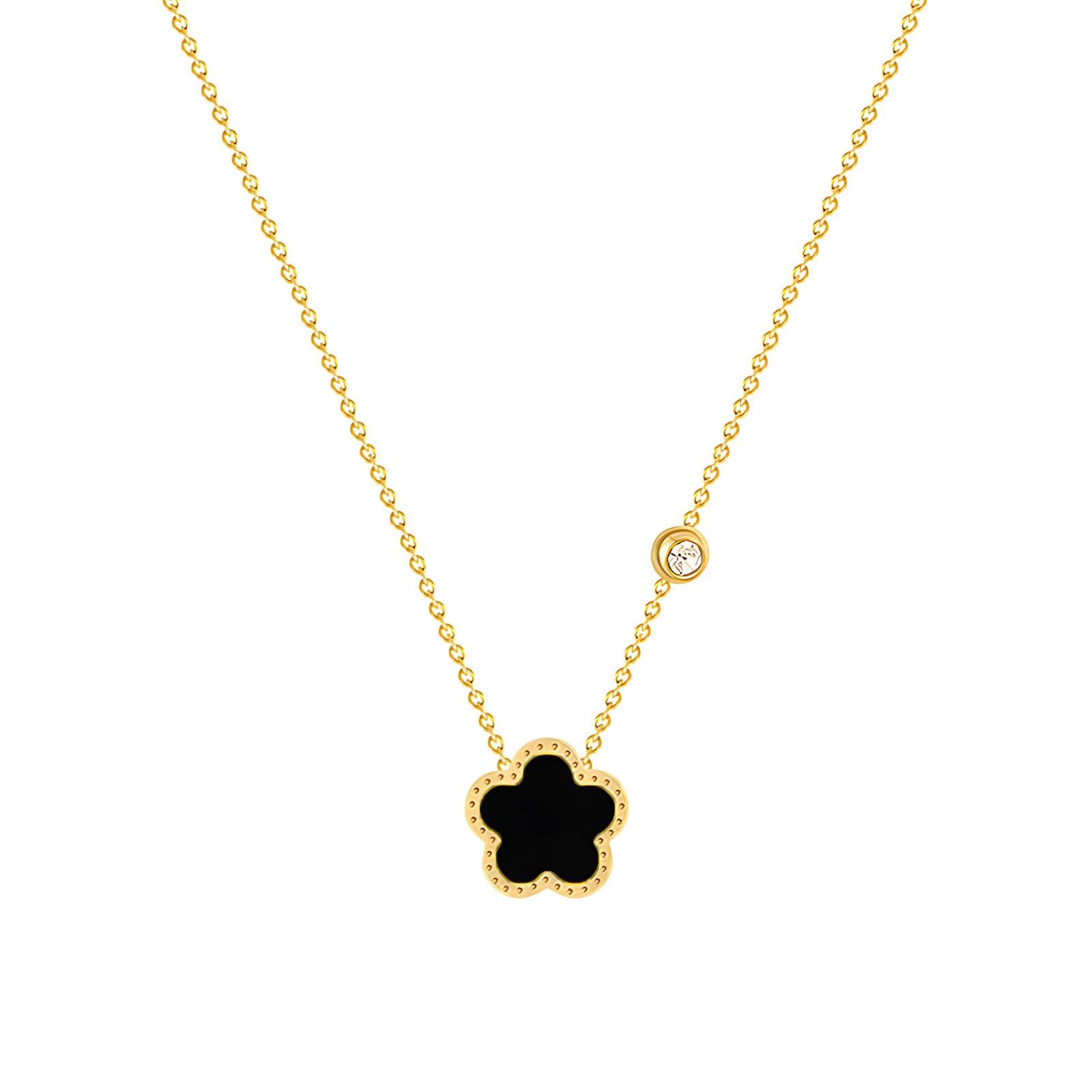 Flower Necklace, 18K Gold Plated Steel