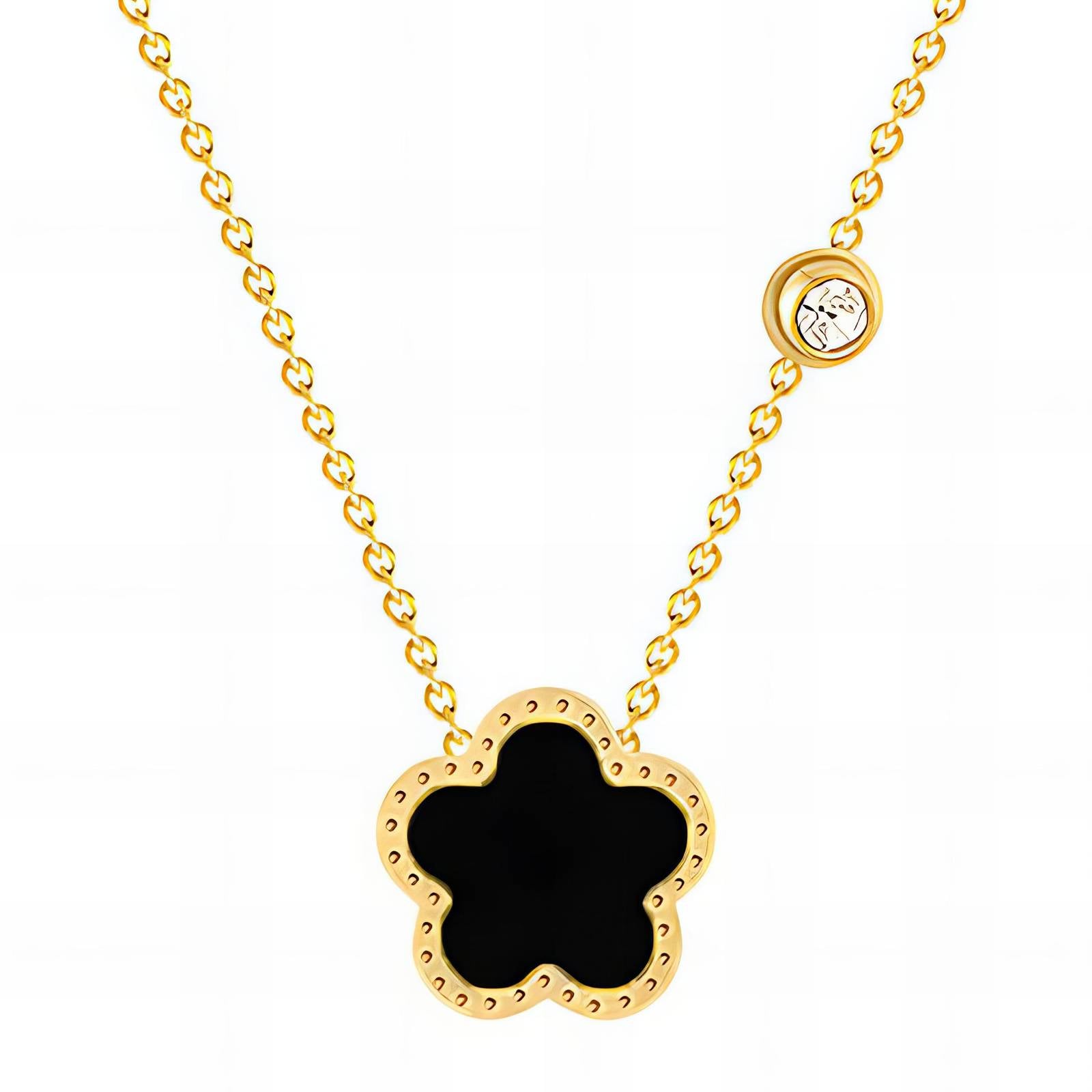 Flower Necklace, 18K Gold Plated Steel