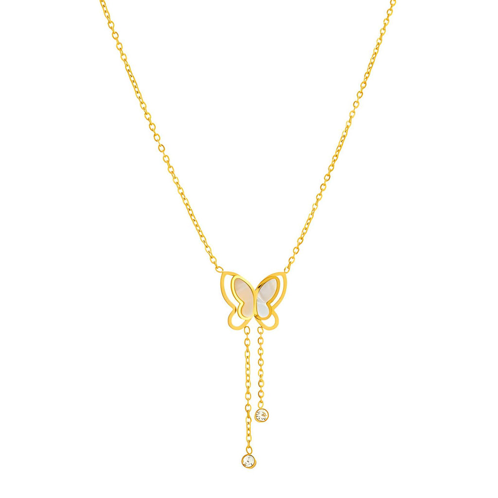 Butterfly Necklace, 18K Gold Plated Steel