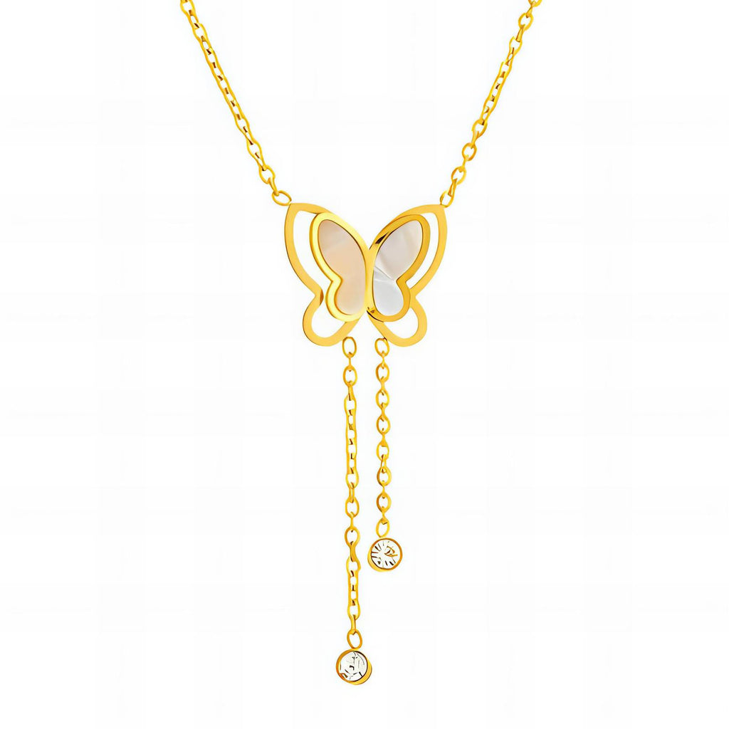 Butterfly Necklace, 18K Gold Plated Steel