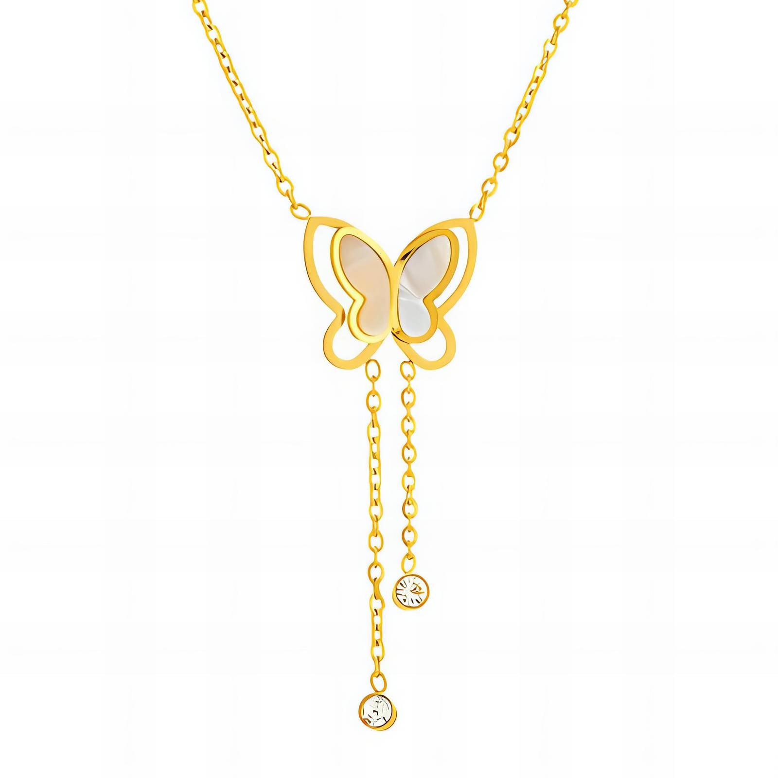 Butterfly Necklace, 18K Gold Plated Steel