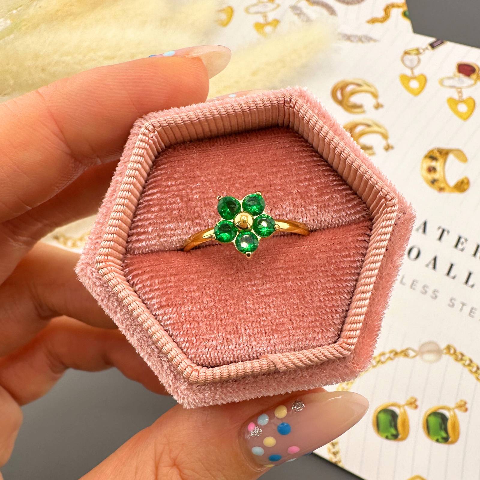 Flower Ring, 18K Gold Plated Steel