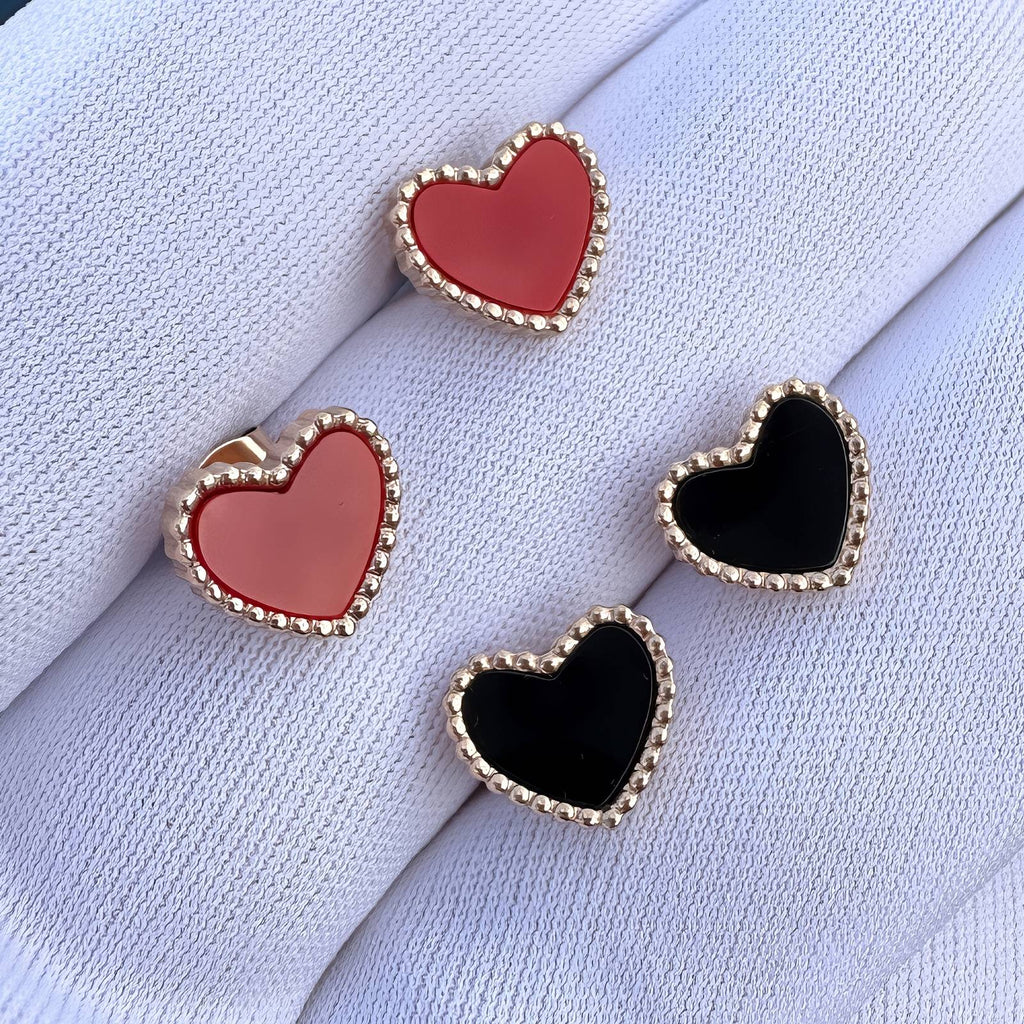 Hearts Earrings, 18K Gold Plated Steel