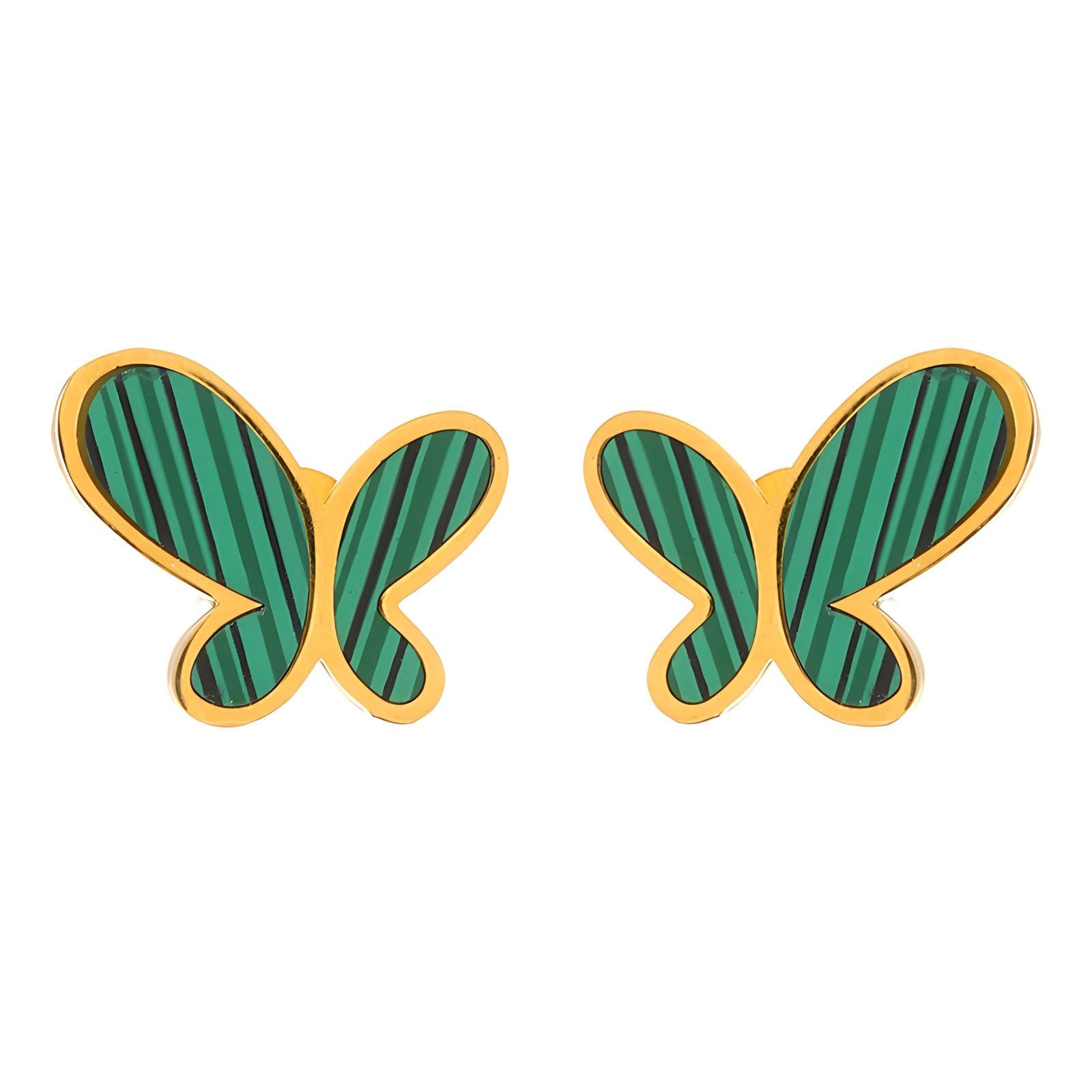 Butterflies Earrings, 18K Gold Plated Steel