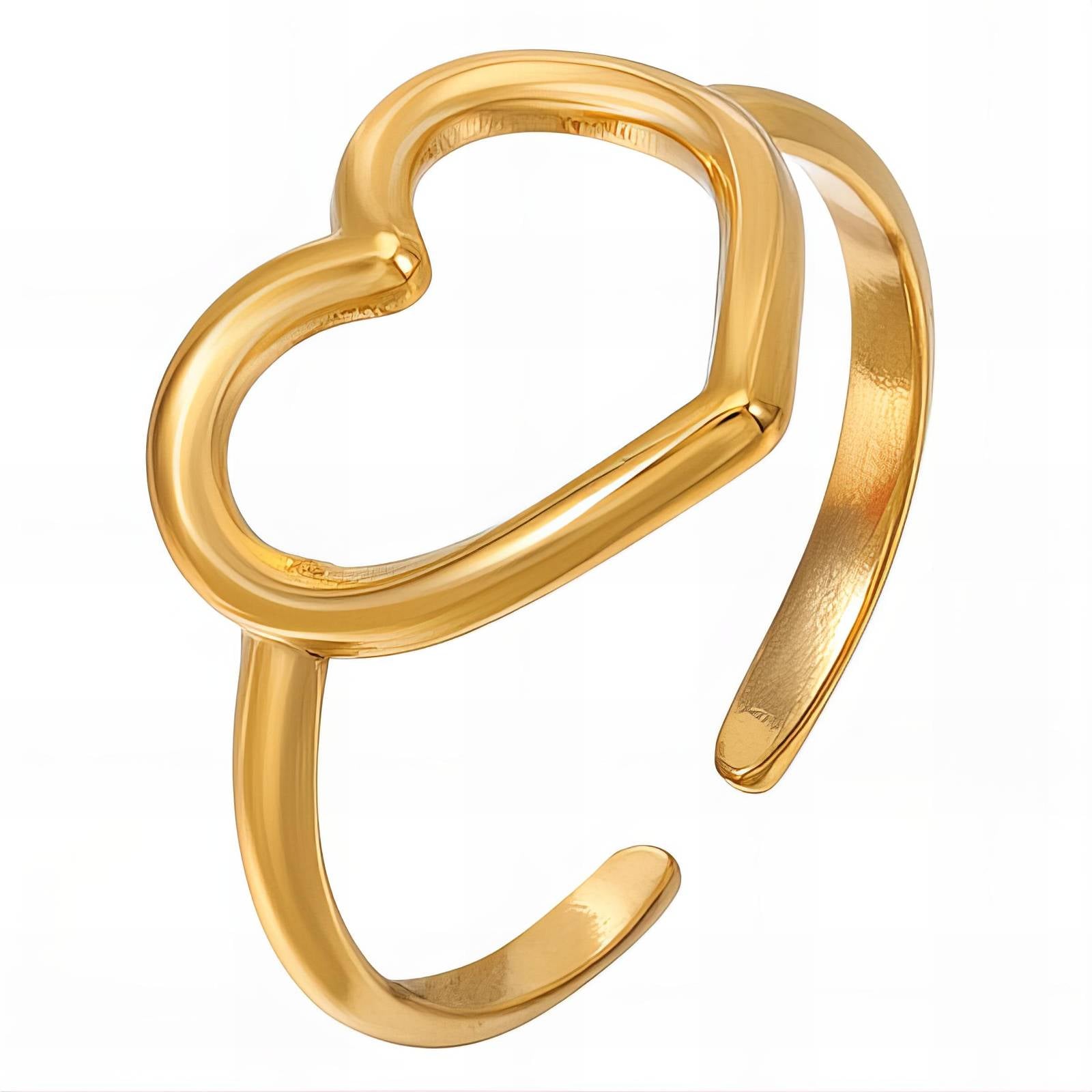 Heart Ring, 18K Gold Plated Steel