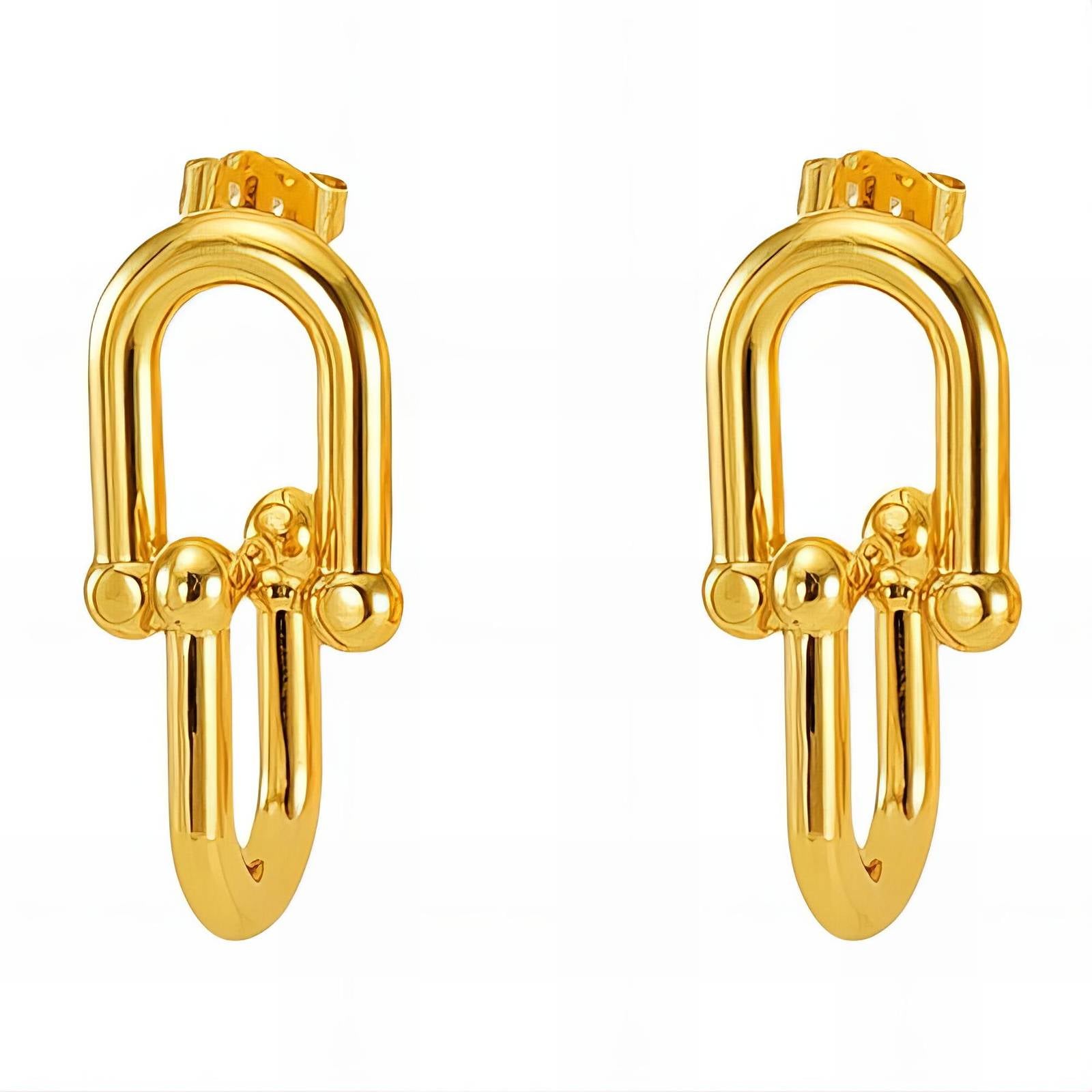 Earrings, 18K Gold Plated Steel