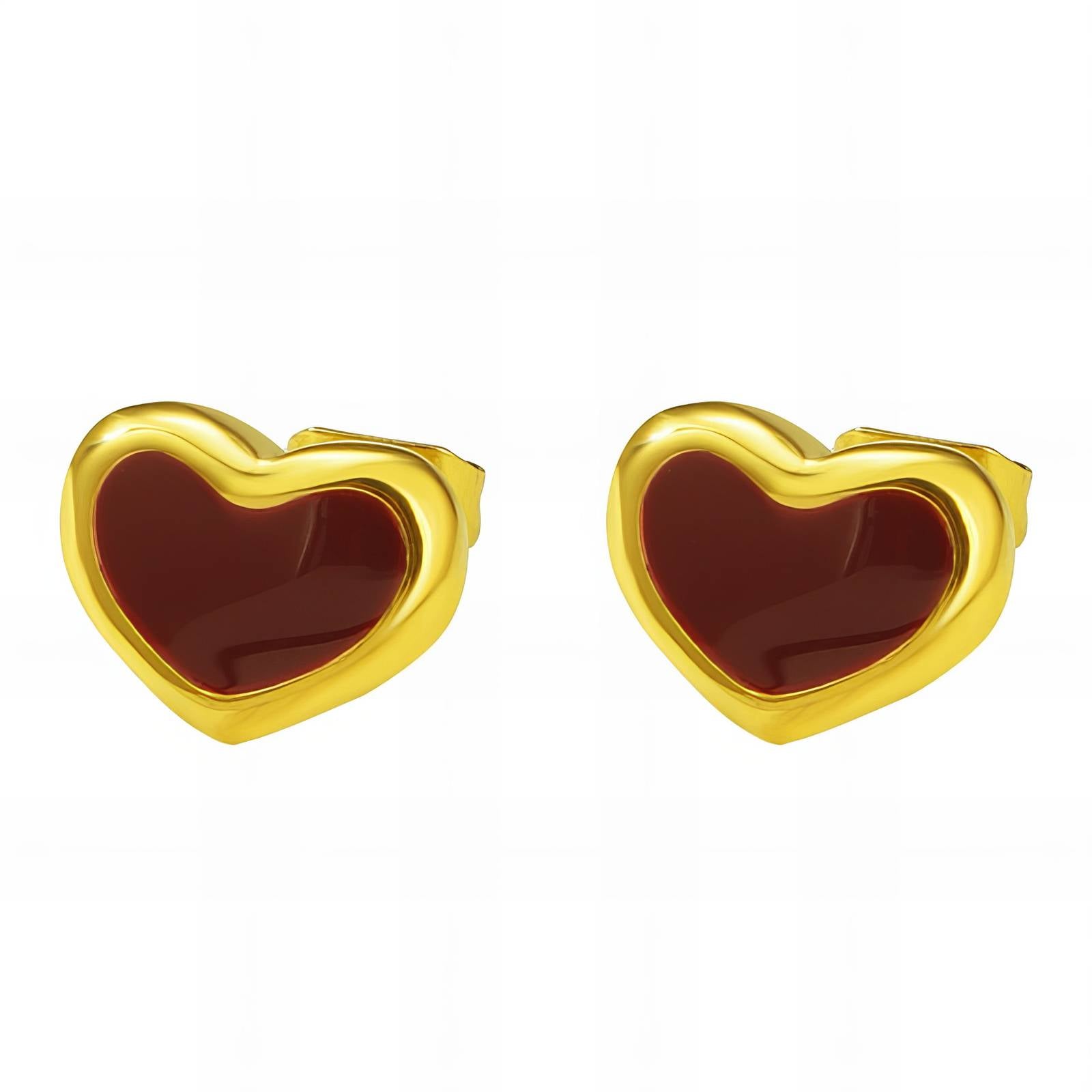 Hearts Earrings, 18K Gold Plated Steel
