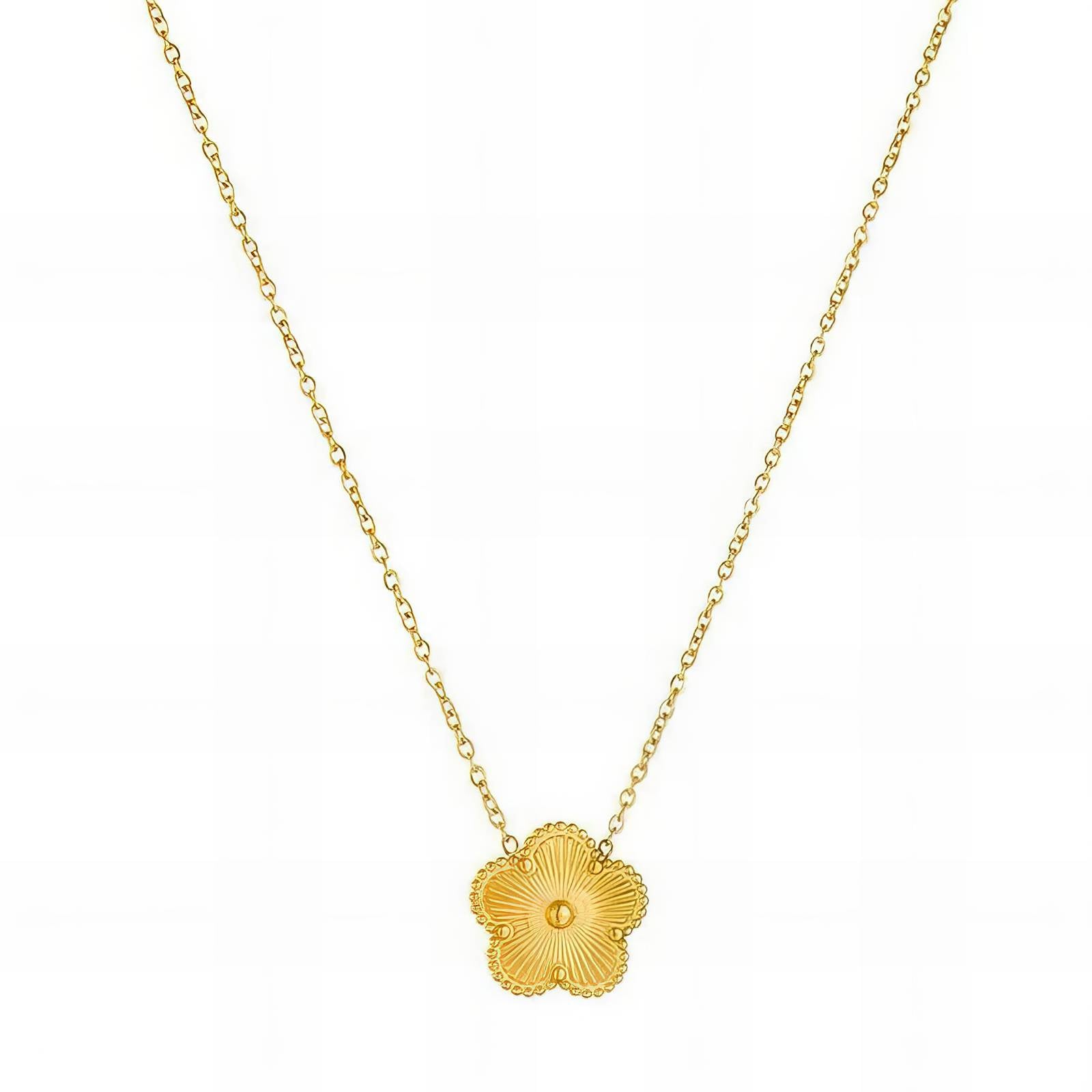 Flower Necklace, 18K Gold Plated Steel