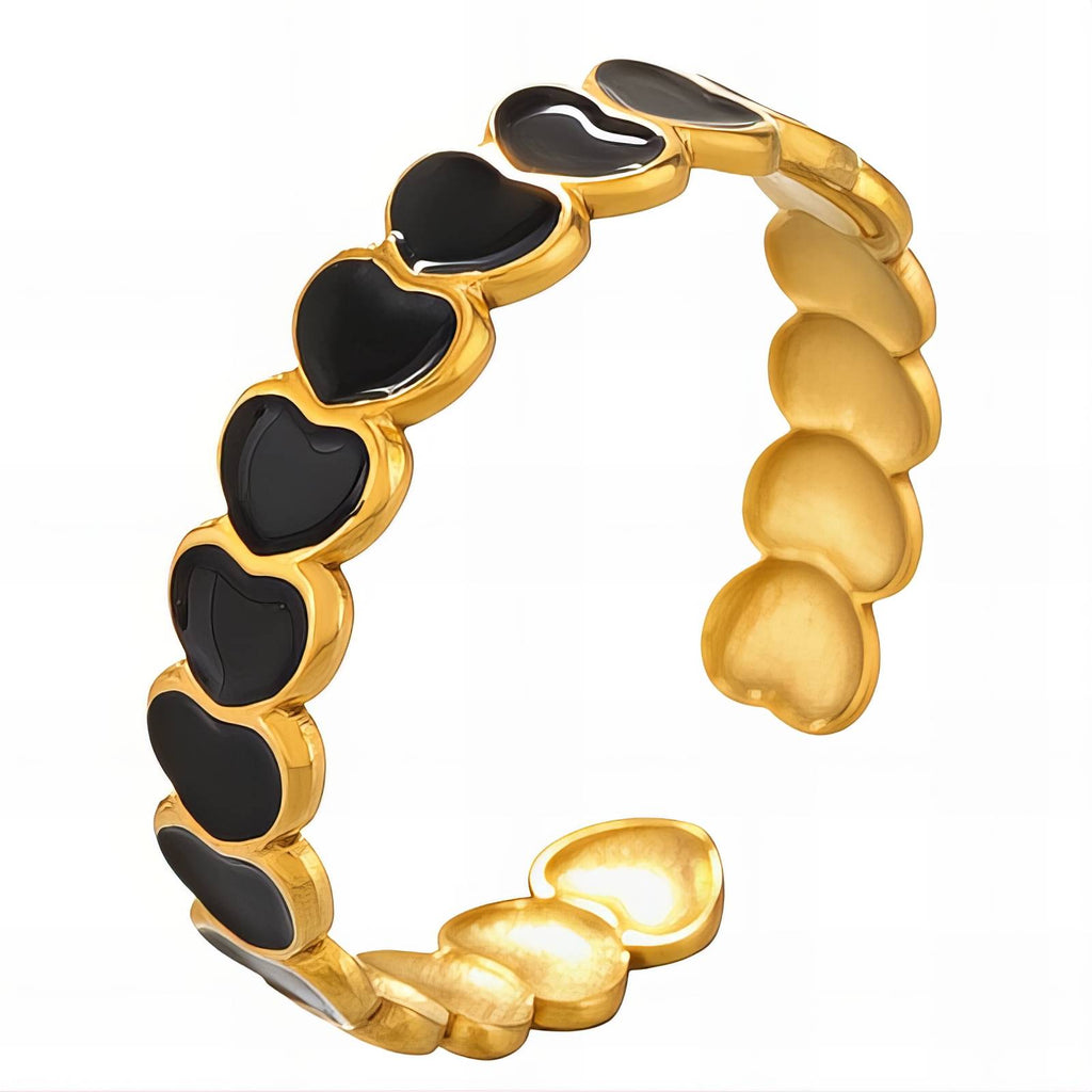 Hearts Ring, 18K Gold Plated Steel