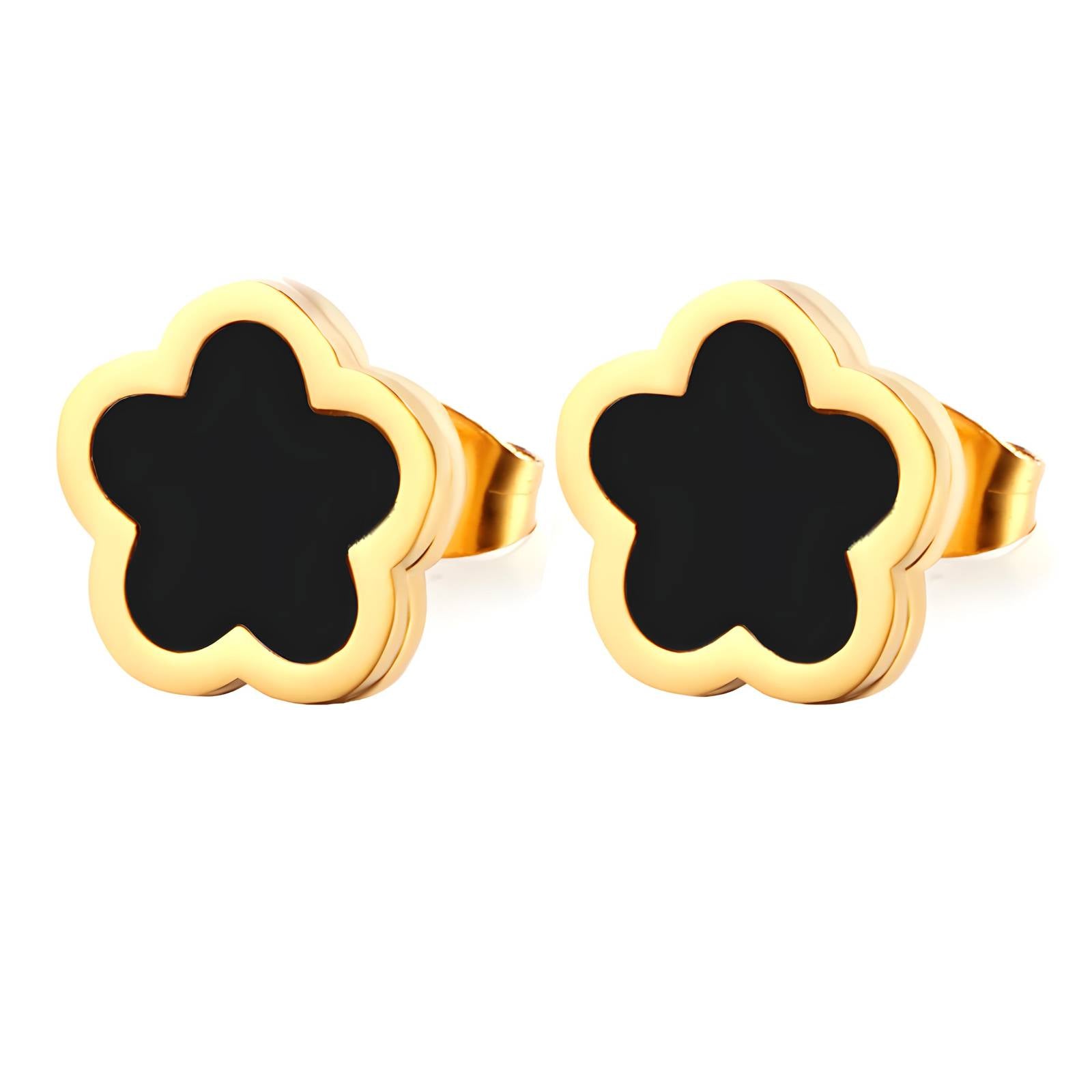 Flowers Earrings, 18K Gold Plated Steel