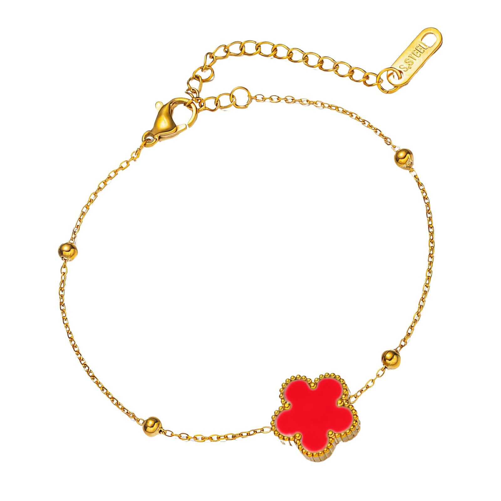 Flower Bracelet, 18K Gold Plated Steel