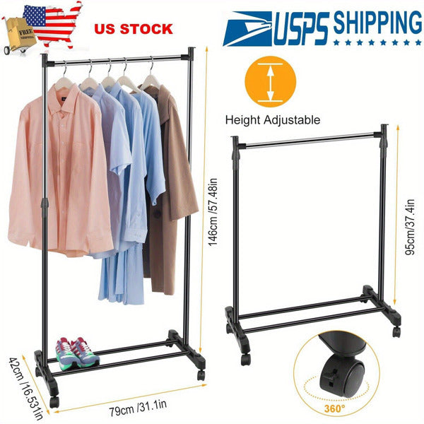 Adjustable Height Rolling Metal Hanger Chrome Alloy 30 Pounds Not Available On Weekends, Prohibited From Amazon