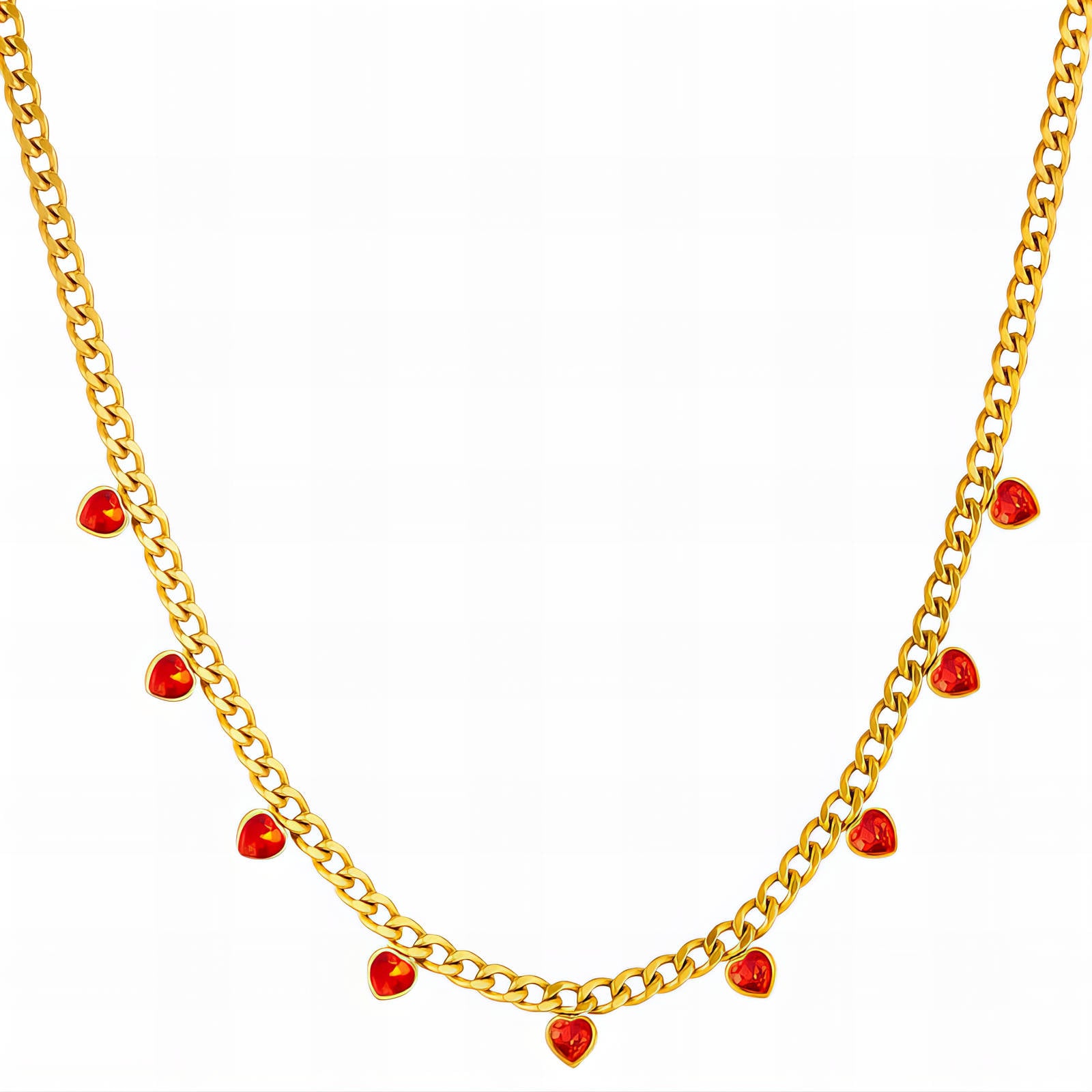 Hearts Necklace, 18K Gold Plated Steel