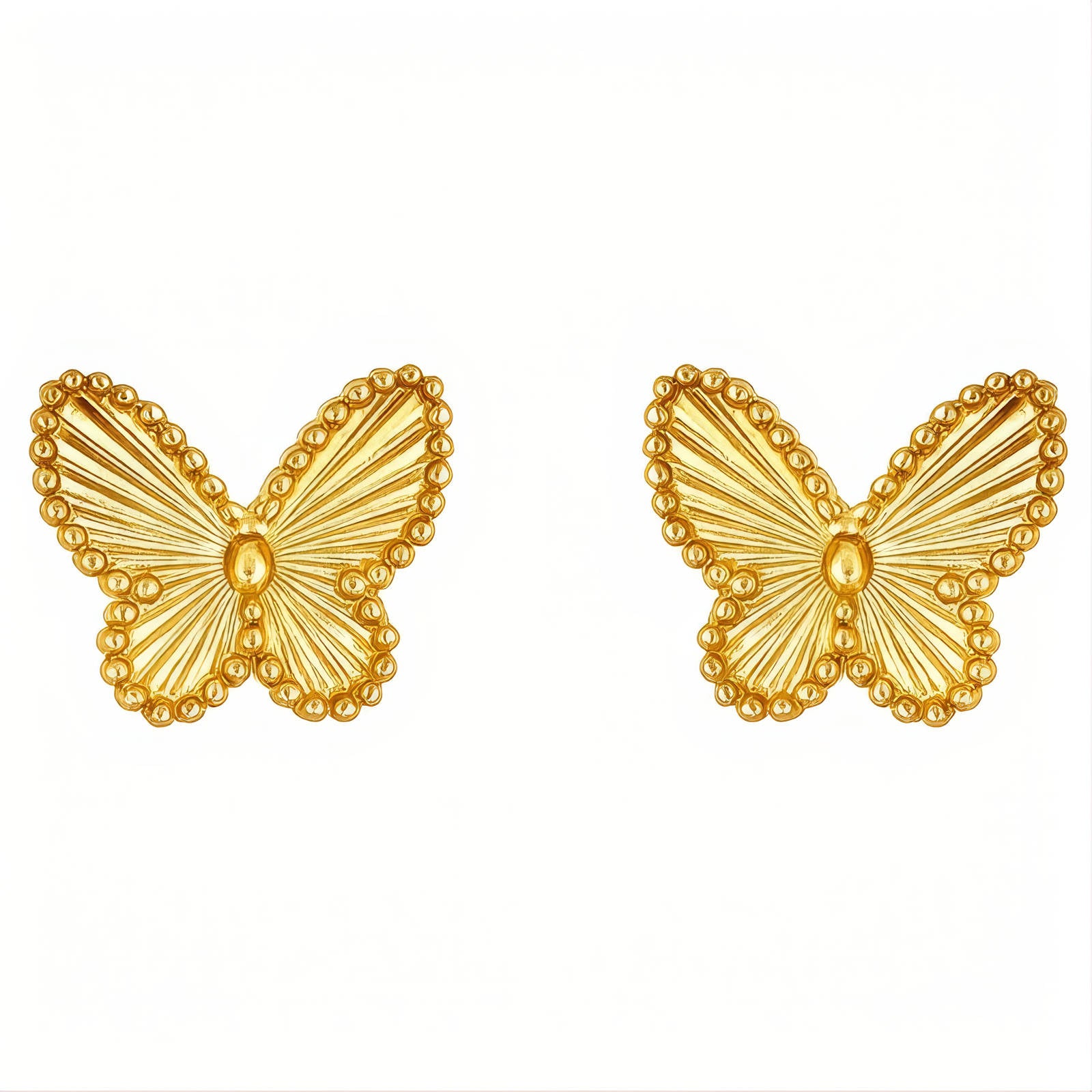 Butterflies Earrings, 18K Gold Plated Steel