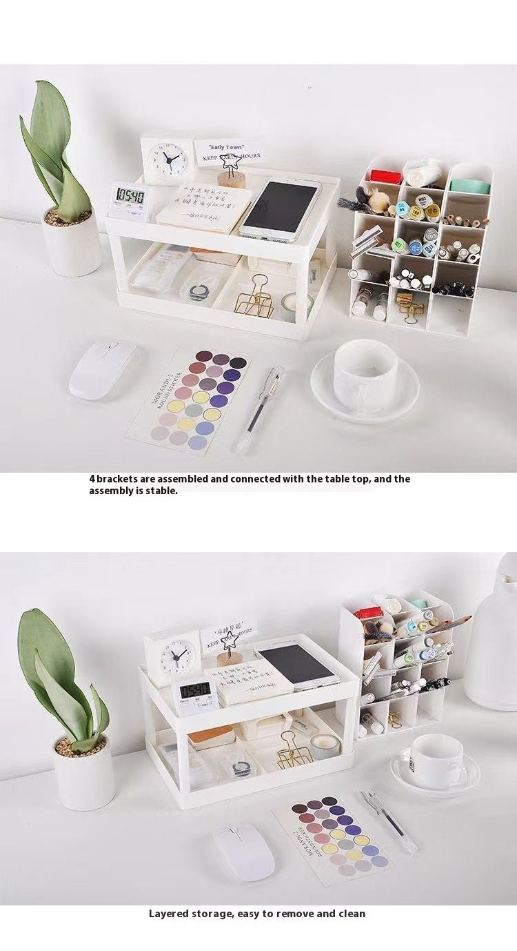 Plastic Double-layer Desktop Sundries Organizer Storage Rack