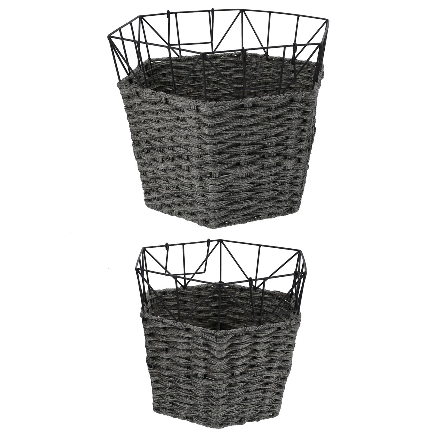 2PCS Wrought Iron Dirty Clothes Basket Laundry Basket Storage Organizer Home Supplies