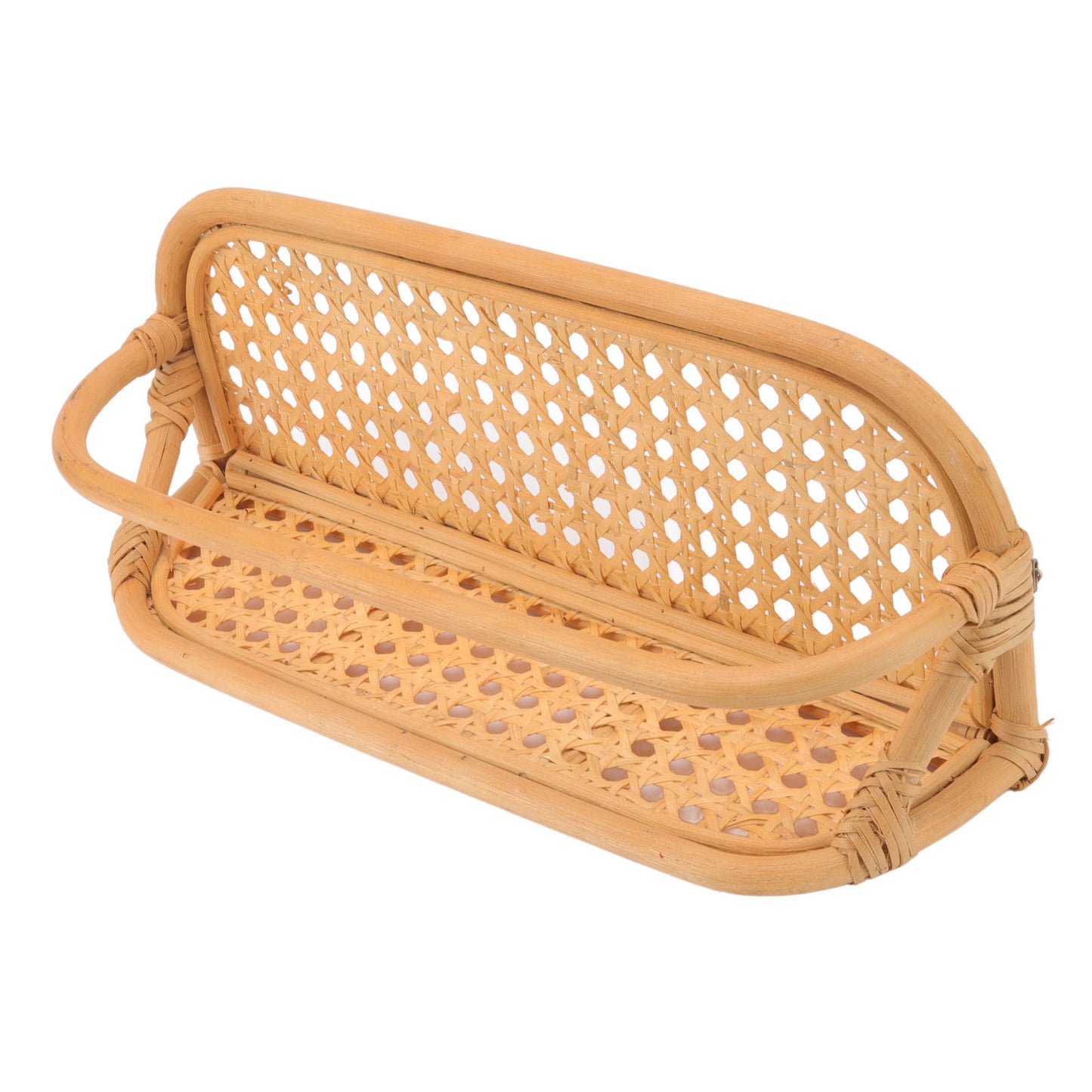 Rattan Wall Shelf Hand Crafted Durable Natural Rattan Hanging Rack Wall Storage Shelf for Bathroom Kitchen Living Room