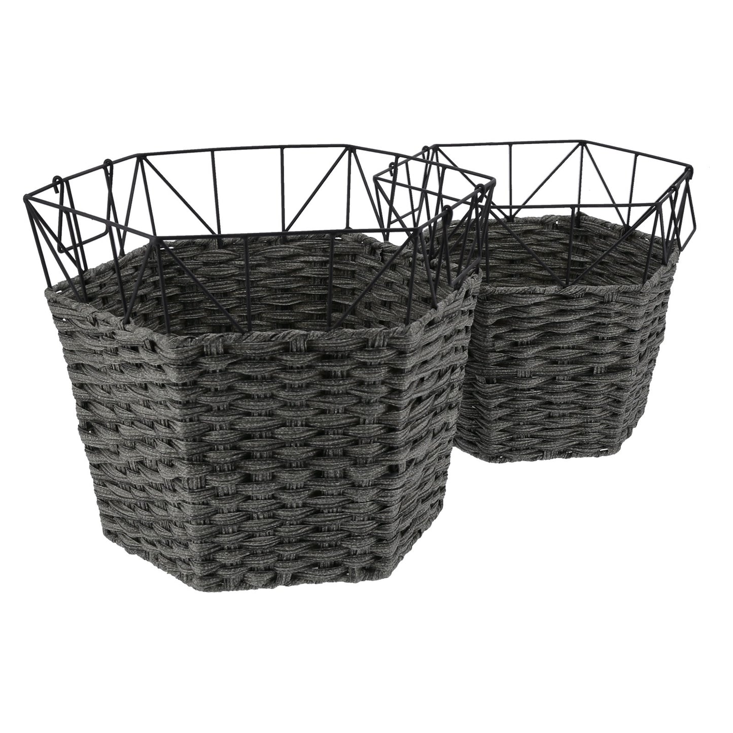 2PCS Wrought Iron Dirty Clothes Basket Laundry Basket Storage Organizer Home Supplies