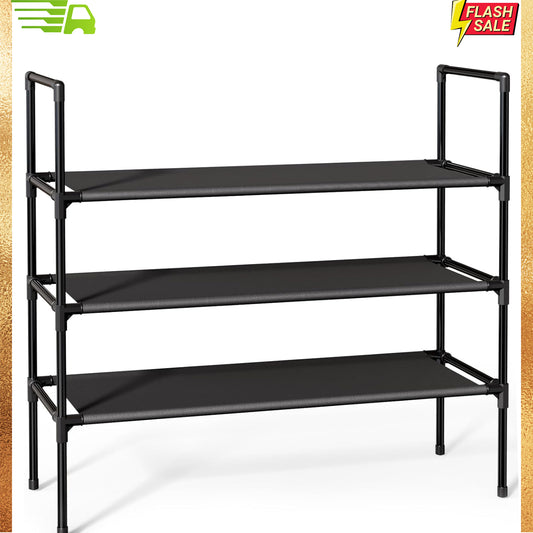 Shoe Rack - X-LARGE Shoe Organizer, 3-Tier Shoe Storage Rack, Sturdy Shoe Rack F