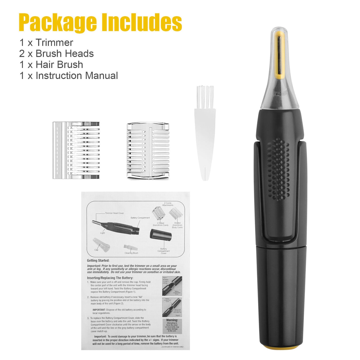 Men Electric Ear Beard Nose Hair Trimmer Eyebrow Mustache Remover Shaver Clipper