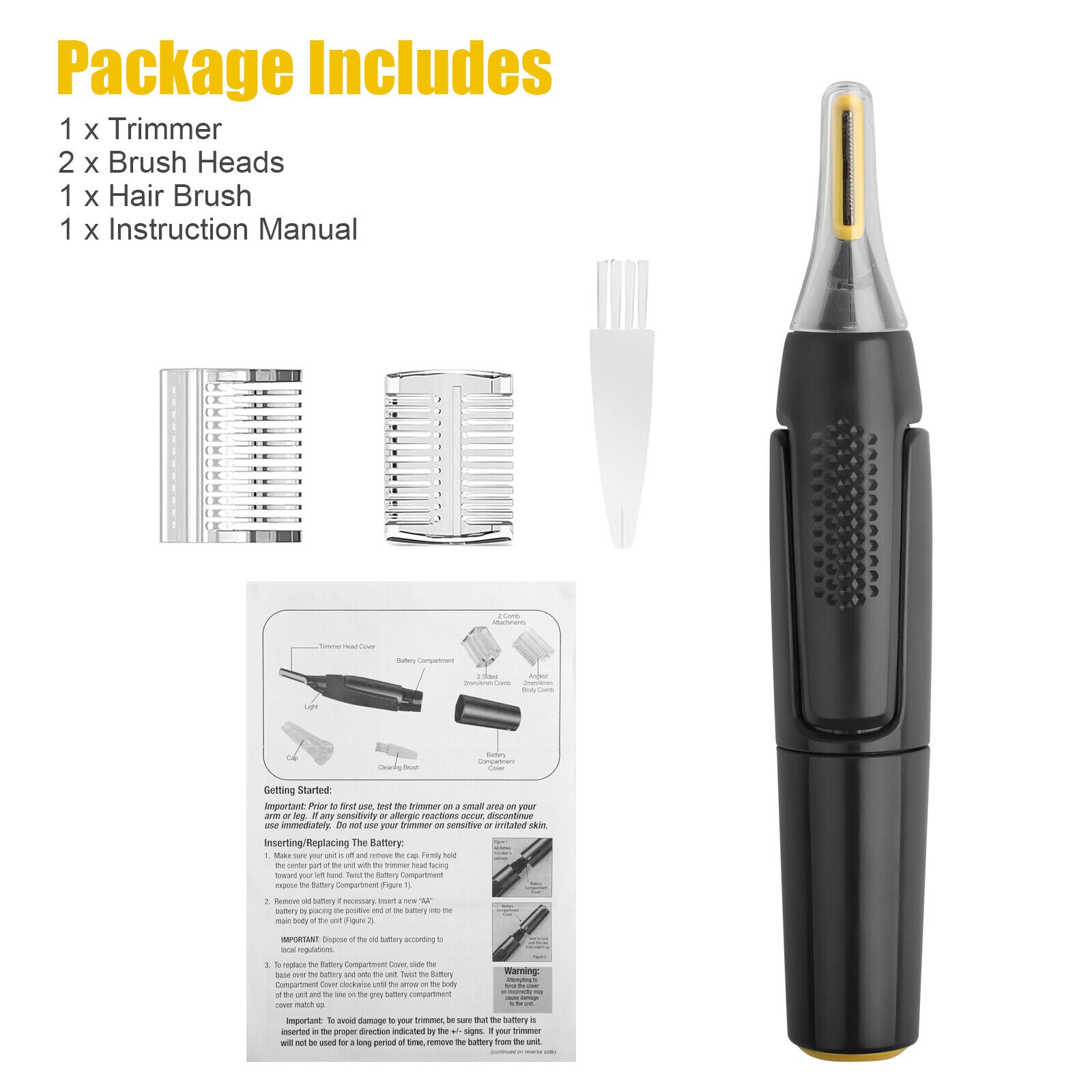 Men Electric Ear Beard Nose Hair Trimmer Eyebrow Mustache Remover Shaver Clipper