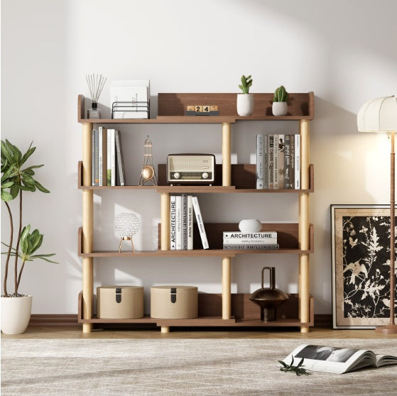 4 Tiers Of Retractable And Rotatable Bookshelves