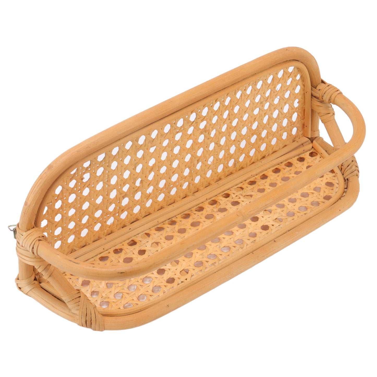 Rattan Wall Shelf Hand Crafted Durable Natural Rattan Hanging Rack Wall Storage Shelf for Bathroom Kitchen Living Room