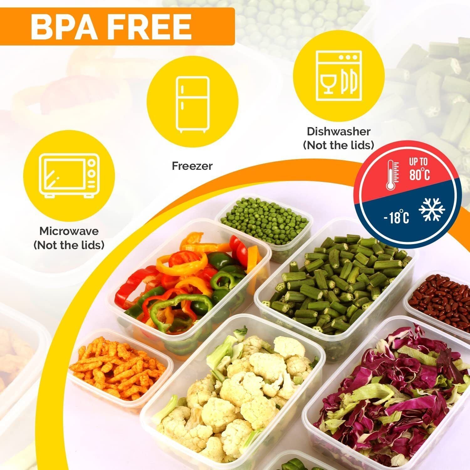 Utopia Kitchen Plastic Food Containers with Storage Lids Meal Prep Airtight