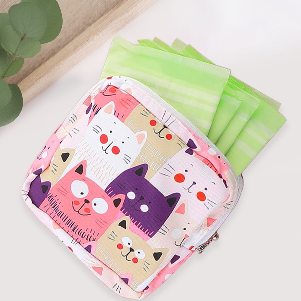 Sanitary Napkin Storage Bag, Cartoon Storage Bag, Cosmetic Bag, Sanitary Pads Pouch