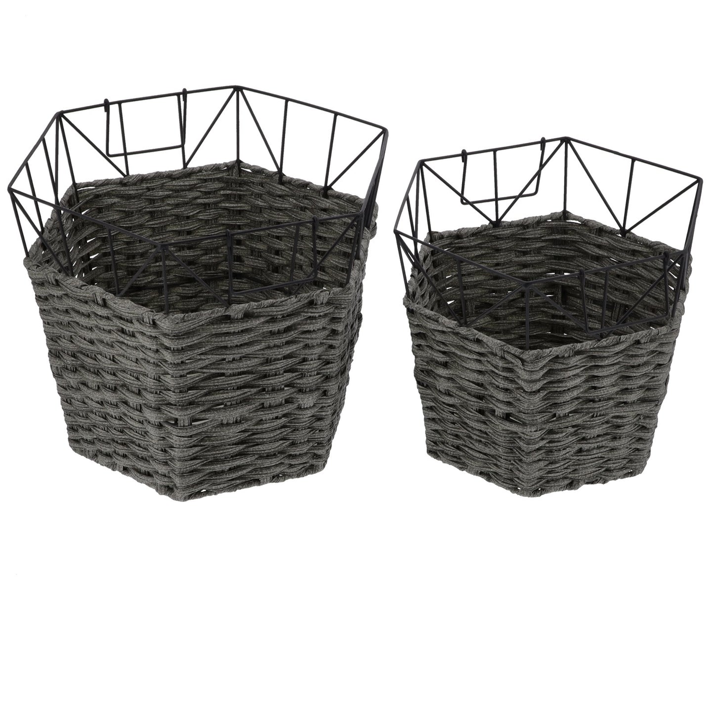 2PCS Wrought Iron Dirty Clothes Basket Laundry Basket Storage Organizer Home Supplies