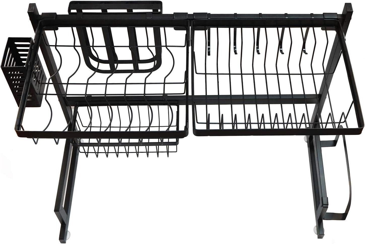 Dish Drying Rack Kitchen Storage Shelf over Sink 2-Tier Stainless Steel Cutlery