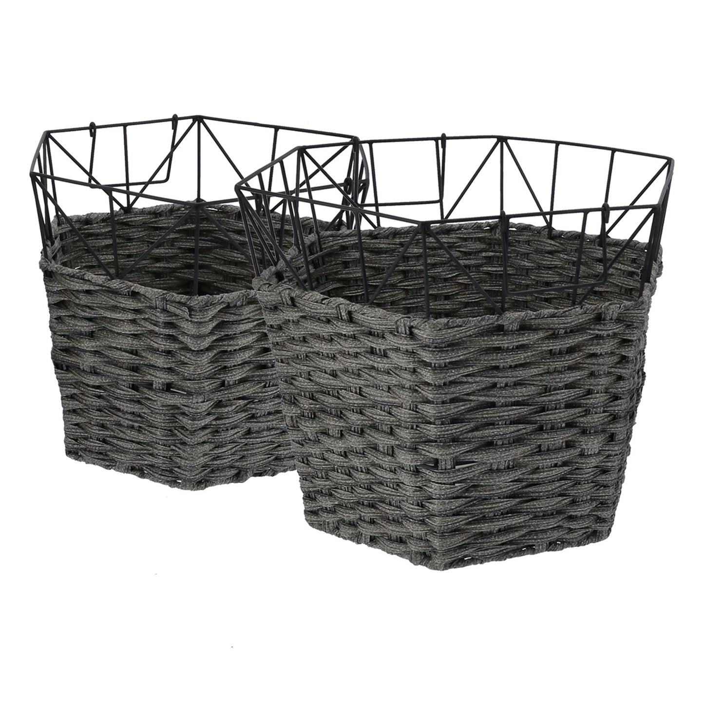 2PCS Wrought Iron Dirty Clothes Basket Laundry Basket Storage Organizer Home Supplies